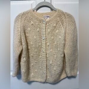 Vintage 60s Daytons made in Italy mohair cream cardigan sweater 40 s small